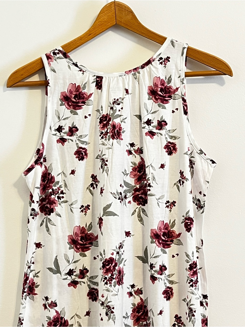 NWT Garnet Hill Silk Trim Nightgown Organic Cotton Sleeveless Rosette Floral - Picture 7 of 11
